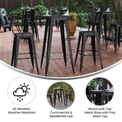 Flash Furniture Declan Commercial Indoor/Outdoor Bar Top Table, 23.75" Round All Weather Poly Resin Top With Steel Base -Chic Furniture Store GUEST 7b700717 e057 413c 9968 7593d76fee49