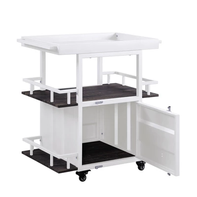Cargo Serving Cart Antique Walnut/White - Acme Furniture 2 Cargo Serving Cart Antique Walnut/White - Acme Furniture - Image 2