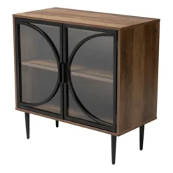 Carter Wood And Metal 2 Door Sideboard Dining Cabinet Walnut Brown/Black - Baxton Studio -Chic Furniture Store GUEST 7e0848c8 9eed 44a7 a0e0 aca3e520613a