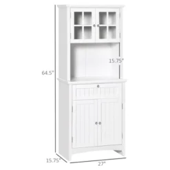 Gulches Elegant Versatile Buffet With Hutch - Kitchen Pantry Cabinet, Framed Glass Door, Drawer, Microwave Space, White 27"W X15.75"D X64.5"H 14 Gulches Elegant Versatile Buffet With Hutch - Kitchen Pantry Cabinet, Framed Glass Door, Drawer, Microwave Space, White 27"W X15.75"D X64.5"H -Chic Furniture Store GUEST 7ef11dd4 701d 460c ba41 a230a7e1cb31