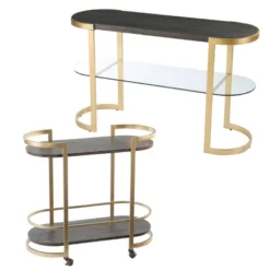 Lyflon Rolling Bar Cart Black/Gold - Aiden Lane -Chic Furniture Store GUEST 7fe41314 d803 44d6 ae77 72ec2bca0add
