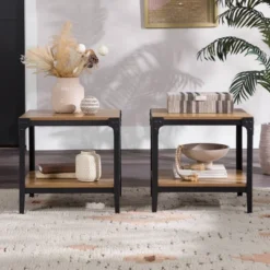 Set Of 2 Benny Urban Industrial Angle Iron Side Tables - Saracina Home -Chic Furniture Store GUEST 805a5e76 b2c9 47bf ac9c 7696f3043384