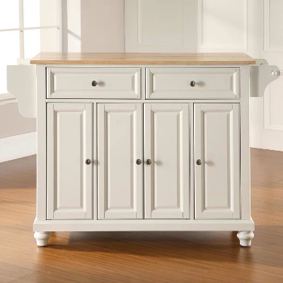Cambridge Natural Wood Top Kitchen Island White - Crosley 1 Cambridge Natural Wood Top Kitchen Island White - Crosley