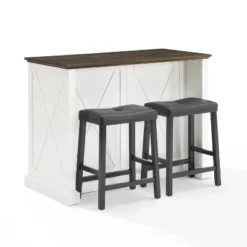 Clifton Kitchen Island With Upholstered Saddle Stools Distressed White/Black - Crosley 24 Clifton Kitchen Island With Upholstered Saddle Stools Distressed White/Black - Crosley -Chic Furniture Store GUEST 8103db7a 664e 4725 8306 c9daef9db5a9