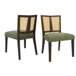 Christopher Knight Home Hassan Rubberwood Upholstered Dining Chairs With Cane Webbing(Set Of 2) -Chic Furniture Store GUEST 82743b57 a0a6 4542 aa5b 7892c57e2566