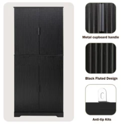 72" Fluted Kitchen Pantry Cabinet, Freestanding Cupboard Storage Cabinet With Drawers, Coffee Bar Cabinet For Living Room Hallway -Chic Furniture Store GUEST 82f14788 aca1 419a 821a 352537c85cac