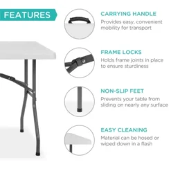 Best Choice Products 8ft Plastic Folding Table, Indoor Outdoor Heavy Duty Portable W/ Handle, Lock For Picnic - White 8 Best Choice Products 8ft Plastic Folding Table, Indoor Outdoor Heavy Duty Portable W/ Handle, Lock For Picnic - White -Chic Furniture Store GUEST 8341164d b92a 47a1 b43a f7731577847d
