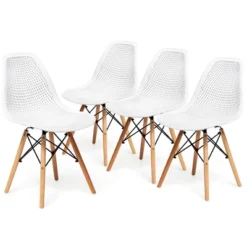 Costway Set Of 4 Plastic Hollow Out Chair Mid Century Modern Wood-Leg Seat 21 Costway Set Of 4 Plastic Hollow Out Chair Mid Century Modern Wood-Leg Seat -Chic Furniture Store GUEST 85240bb3 bb13 49f9 a932 6b1fe971d243
