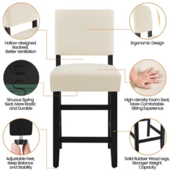 Yaheetech 24.6" H Upholstered Counter Bar Stool, Beige 7 Yaheetech 24.6" H Upholstered Counter Bar Stool, Beige -Chic Furniture Store GUEST 869c5918 16c2 4eee b915 e808c9059782