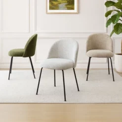 Nano Linen Upholstered Dining Chairs Set Of 4,Wider Seat Armless Dining Room Chair With Metal Leg For Kitchen Dining Room Farmhouse-Maison Boucle -Chic Furniture Store GUEST 8880843d 274e 48c6 9afd b6439eda6793