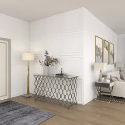 Contemporary Metal Pattern Console Table Silver - Olivia & May -Chic Furniture Store GUEST 8a3cf327 083d 4886 bc99 20d5b6f2d514