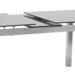 IvanExtendable Dining Table In Brushed Stainless Steel And Gray Tempered Glass Top - Armen Living -Chic Furniture Store GUEST 8a93496c 9a05 40cf ad75 5f6830bca804