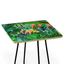 Square 83 Oranges Dense Forest Side Table Green/Black - Deny Designs