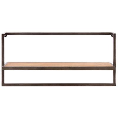 17" X 7.9" Floating Industrial Wood Wall Shelf With Metal Towel Bar Black - Danya B. 1 17" X 7.9" Floating Industrial Wood Wall Shelf With Metal Towel Bar Black - Danya B.