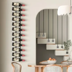Itopfox 24 Bottle Wall Mounted Wine Rack, Adjustable Height For Wine, Liquor, Champagne, Matte Black Metal Rack For Kitchen, Bar, Wine Cellar -Chic Furniture Store GUEST 8e62cef9 9d7b 45c9 b363 864a9c2c532e