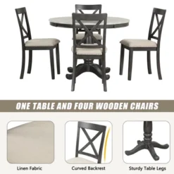 5-Piece Dining Set With Solid Wood Table And 4 Chairs, Gray - ModernLuxe -Chic Furniture Store GUEST 90826011 17d6 4b7f bc52 a0a077baacb7