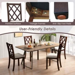 Costway Set Of 2/4 Dining Chairs Wood Kitchen Side Chair With Inclined Backrest Cherry Brown -Chic Furniture Store GUEST 920788e0 34e7 40e1 8ea5 2dc2febeb5f8