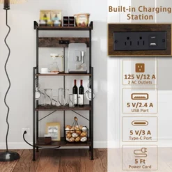 Tangkula Kitchen Bakers Rack W/ Power Outlet 4 Tiers Coffee Bar Table W/ 2 AC Outlets -Chic Furniture Store GUEST 929fee2f d79c 4cc4 aaff d40a3b13eeee