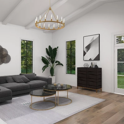 Contemporary Bold Facet Carved Wood Side Cabinet Brown - Olivia & May 15 Contemporary Bold Facet Carved Wood Side Cabinet Brown - Olivia & May - Image 15