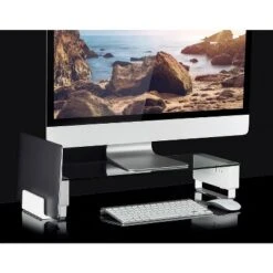 Mount-It! Tempered Glass And Aluminum Monitor Stand With USB Adapter | Fits Up To 32" Monitors | 66 Lbs. Weight Capacity -Chic Furniture Store GUEST 94459db9 9e70 4947 b9f5 e9c9f5a046ed