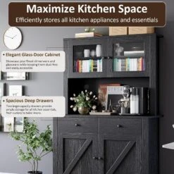 Kitchen Pantry Cabinet With Microwave Stand And Coffee Bar, Freestanding Hutch With Drawers, Doors & Adjustable Shelves 12 Kitchen Pantry Cabinet With Microwave Stand And Coffee Bar, Freestanding Hutch With Drawers, Doors & Adjustable Shelves -Chic Furniture Store GUEST 94e2c0c1 8762 4342 b7eb b63091a5994d