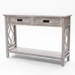 LuxenHome Gray Wood 2-Drawer 1-Shelf Console And Entryway Table 26 LuxenHome Gray Wood 2-Drawer 1-Shelf Console And Entryway Table -Chic Furniture Store GUEST 95e212b0 7a1d 4031 8873 1732e7c504a4