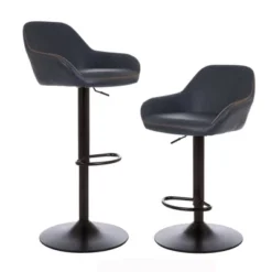 Set Of 2 Mid Century Modern Leatherette Gaslift Adjustable Swivel Barstool - Glitzhome -Chic Furniture Store GUEST 98298e48 1e23 483f a4f5 24815a9771ce
