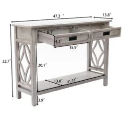 LuxenHome Gray Wood 2-Drawer 1-Shelf Console And Entryway Table 23 LuxenHome Gray Wood 2-Drawer 1-Shelf Console And Entryway Table -Chic Furniture Store GUEST 9851dc70 54c9 4ce1 8aa4 0ba1bd9c74ec