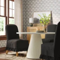 Rounded Back Slipcovered Dining Chair With Ruffle - Threshold™ -Chic Furniture Store GUEST 98e18652 ab6b 4bc9 9cb9 854822cb9492