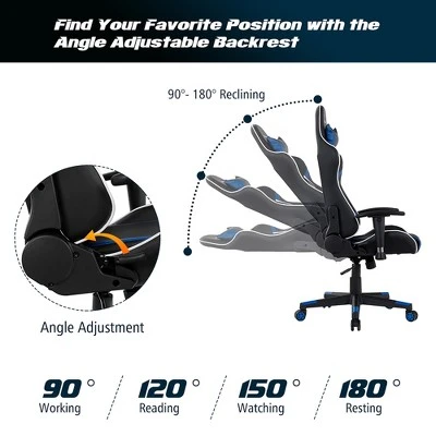 Costway X-Shaped Gaming Desk & Racing Style Massage Chair Set Home Office Black+White/Blue/Grey/Red 6 Costway X-Shaped Gaming Desk & Racing Style Massage Chair Set Home Office Black+White/Blue/Grey/Red - Image 6