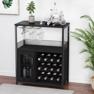 Corner Wine Rack, 3-Tier Freestanding Bar Cabinet For Kitchen, Living Room - 69x35x92cm With Glass Holder & Mesh Door 7 Corner Wine Rack, 3-Tier Freestanding Bar Cabinet For Kitchen, Living Room - 69x35x92cm With Glass Holder & Mesh Door - Image 7