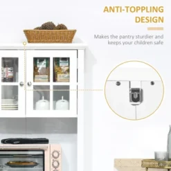 Gulches Elegant Versatile Buffet With Hutch - Kitchen Pantry Cabinet, Framed Glass Door, Drawer, Microwave Space, White 27"W X15.75"D X64.5"H 16 Gulches Elegant Versatile Buffet With Hutch - Kitchen Pantry Cabinet, Framed Glass Door, Drawer, Microwave Space, White 27"W X15.75"D X64.5"H -Chic Furniture Store GUEST 9dc42ca2 cad4 4eb2 b31c 7f08c865f48c