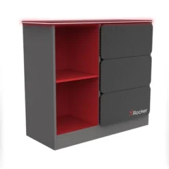 Carbon-Tek Gaming Storage Unit With LED Gray/Red - X Rocker