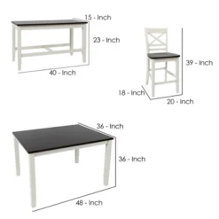 4pc Set With X Back Counter Height Barstools Brown/White - Benzara -Chic Furniture Store GUEST a02f9d92 7649 42f5 875d 1420adbe1d5c