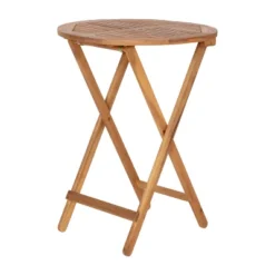 Merrick Lane Three Piece Solid Acacia Wood Folding Patio Bistro Set With Lightweight Round Table And Two Chairs, Natural -Chic Furniture Store GUEST a0475f81 ba57 4526 abf3 4ff5c04779b8