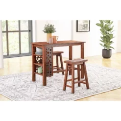 3pc Rectangular Brittany Bar Height Dining Set Wire Brushed Finish Chestnut - Boraam -Chic Furniture Store GUEST a0813be6 af04 4fbd bd7f bf3739fef04b