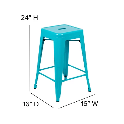 Flash Furniture Cierra Set Of 4 Commercial Grade 24" High Backless Metal Indoor Counter Height Stools With All-Weather Poly Resin Seats 7 Flash Furniture Cierra Set Of 4 Commercial Grade 24" High Backless Metal Indoor Counter Height Stools With All-Weather Poly Resin Seats - Image 7