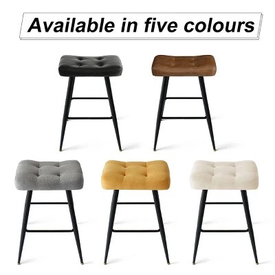 25" Kobe Backless Upholstered Saddle Counter Stool (Set Of 2)- The Pop Maison 1 25" Kobe Backless Upholstered Saddle Counter Stool (Set Of 2)- The Pop Maison
