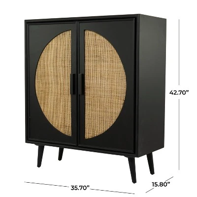 Bohemian Wood Cabinet Black - Olivia & May 8 Bohemian Wood Cabinet Black - Olivia & May - Image 8