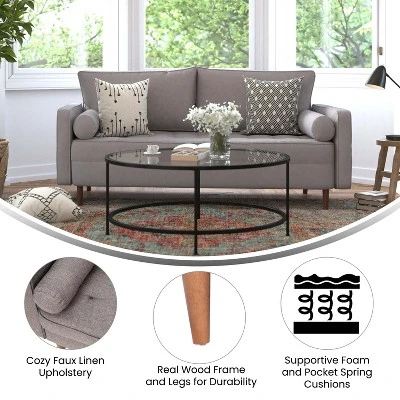 Flash Furniture Hudson Mid-Century Modern Sofa With Tufted Upholstery & Solid Wood Legs 5 Flash Furniture Hudson Mid-Century Modern Sofa With Tufted Upholstery & Solid Wood Legs - Image 5