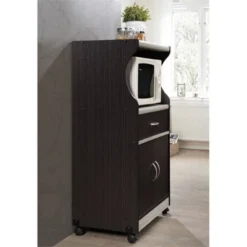 Microwave Kitchen Cart In Chocolate Gray - Hodedah -Chic Furniture Store GUEST a2bcc1c5 1e05 44e8 9e7e 92e719d1a08c