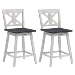 Costway Set Of 2 Bar Stools Swivel Counter Height Chair W/ Solid Wood Legs WhiteBlack 17 Costway Set Of 2 Bar Stools Swivel Counter Height Chair W/ Solid Wood Legs WhiteBlack -Chic Furniture Store GUEST a2c4d297 e72e 4846 9ffa 4190d5510064