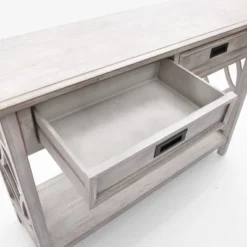 LuxenHome Gray Wood 2-Drawer 1-Shelf Console And Entryway Table 20 LuxenHome Gray Wood 2-Drawer 1-Shelf Console And Entryway Table -Chic Furniture Store GUEST a3213339 4d56 4789 a2a1 1911aa0b8ad9