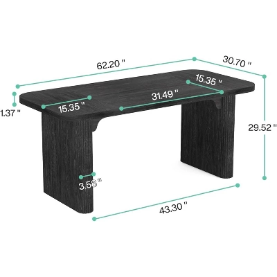 Tribesigns 62" Executive Desk, Large Office Computer Desk With Double Pedestal, Modern Simple Rectangle Writing Table For Home Office 2 Tribesigns 62" Executive Desk, Large Office Computer Desk With Double Pedestal, Modern Simple Rectangle Writing Table For Home Office - Image 2