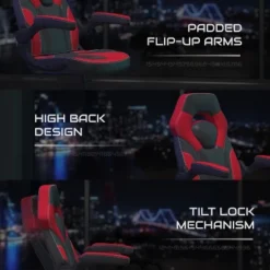 BlackArc Gamma Gaming Desk & Chair Set - Black & Red High Back Gaming Chair With Flip-Up Arms; Desk With Detachable Headphone Hook/Cupholder -Chic Furniture Store GUEST a843aae5 d2db 4014 acce 6ad057b7a92f