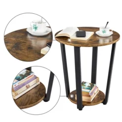 Yaheetech Industrial Side Table, Round Sofa Table With Storage Rack -Chic Furniture Store GUEST a99c0c3d a06b 4fbd a705 06f167d36b56
