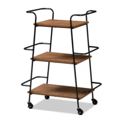 Small Bernard Rustic Industrial Metal And Wood 3 Tier Mobile Wine Bar Cart Black/Walnut - Baxton Studio 12 Small Bernard Rustic Industrial Metal And Wood 3 Tier Mobile Wine Bar Cart Black/Walnut - Baxton Studio -Chic Furniture Store GUEST aad8ced7 2eef 48ae 8fd5 fe2d0c700e29
