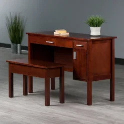 2pc Emmett Desk Set With Bench Walnut - Winsome -Chic Furniture Store GUEST ab224cdf adac 471c 972e 8d1e0a364f2c