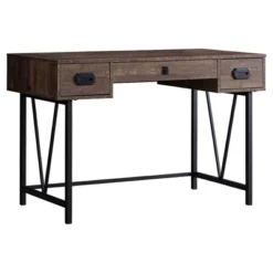 Monarch Specialties Laptop Table With Drawers-Industrial Style-Metal Legs Computer Desk Home & Office, 48" L, Brown Reclaimed Wood Look