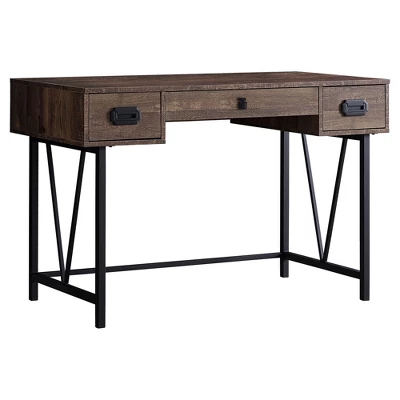 Monarch Specialties Laptop Table With Drawers-Industrial Style-Metal Legs Computer Desk Home & Office, 48" L, Brown Reclaimed Wood Look 1 Monarch Specialties Laptop Table With Drawers-Industrial Style-Metal Legs Computer Desk Home & Office, 48" L, Brown Reclaimed Wood Look